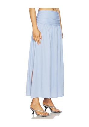 MINKPINK Luna Yoke Detail Maxi Skirt in Baby Blue. Size L. Also in S, XS, M, XL.