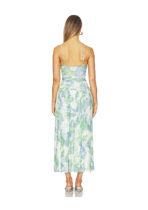 MINKPINK Carrie Mesh Maxi Dress in Green, Blue. Size L. Also in M.