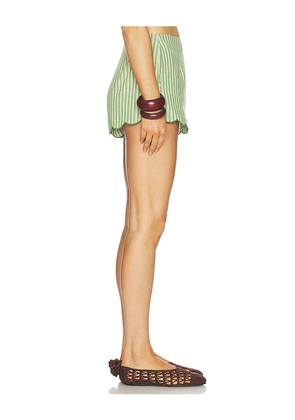 MINKPINK Capri Scallop Hem Shorts in Green. Size L. Also in S, M, XL.
