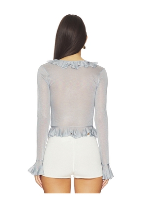 LPA Attison Ruffle Cardigan in Metallic Silver. Size L. Also in XXS.