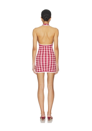 MAJORELLE Sofiya Knit Mini Dress in Red,White. Size L. Also in S, M.