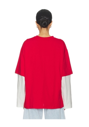 LIONESS Bottega Shirt in Red,White. Size L. Also in S, XXS, XS, M.