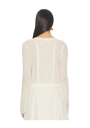 LoveShackFancy Melisse Cardigan in Cream. Size L. Also in S, XXS, XS, M, XL.