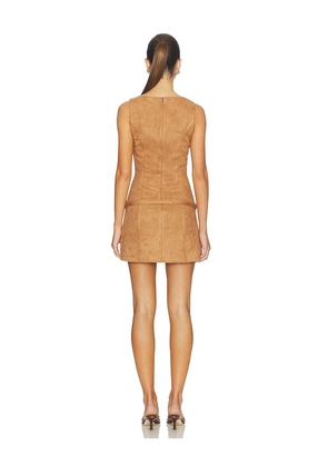 MORE TO COME Rileigh Mini Dress in Tan. Size L. Also in XXS, XS, S, M, XL.