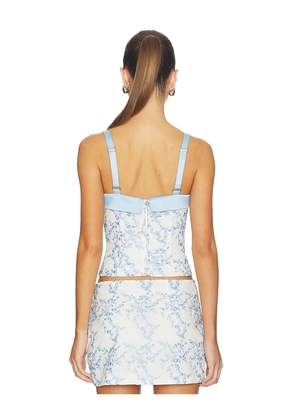 MAJORELLE Olenna Top in White,Baby Blue. Size L. Also in XXS, XS, M, XL.
