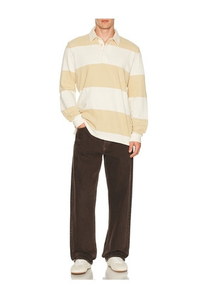 Marine Layer Sueded Rugby Polo in Cream. Size L. Also in S, M, XL/1X.