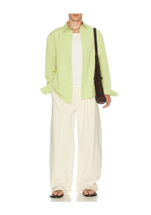KROST Jordan Striped Wrinkle Shirt in Green. Size S. Also in M, L, XL/1X.