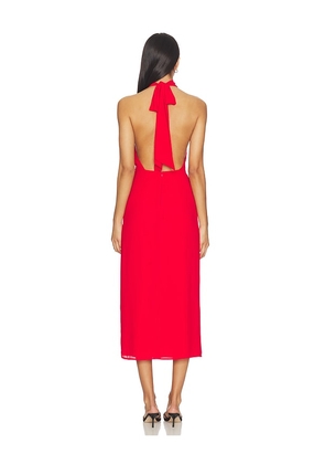MORE TO COME Ria Halter Midi Dress in Red. Size L. Also in XXS, XS, S, M.