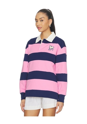 MOTHER The Piece Huddle Top in Estate Blue and Begonia Pink in Pink, Navy. Size M. Also in XS, S, L, XL.