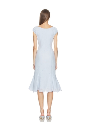 LOBA Bonita Eyelet Midi Dress in Baby Blue. Size XXS. Also in M, XL.
