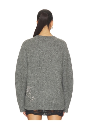 Markgong Beaded Mohair Knit Cardigan in Grey. Size S. Also in M.