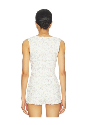 MAJORELLE Lilia Top in White,Blue. Size L. Also in XS, S, M, XL.
