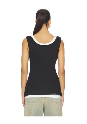 Markgong Layered Open-collared Vest in Black,White. Size S. Also in M, L.