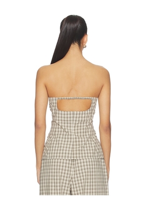 Nanushka Brites Top in Cream,Grey. Size L. Also in M, S, XS.