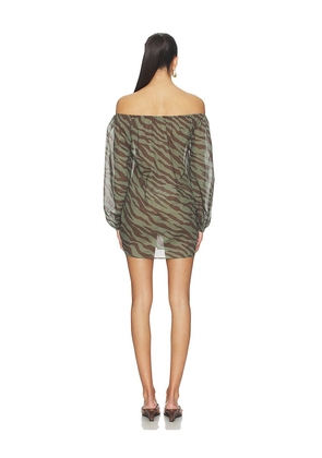 lovewave The Neko Mini Dress in Army,Brown. Size XS. Also in XXS.