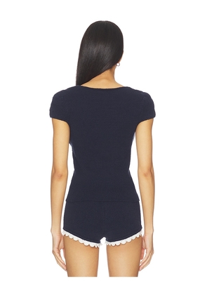 LPA Champaux Lace Trim Top in Navy. Size L. Also in XS, S, M, XL.