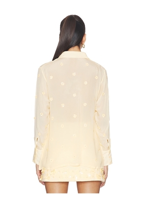 Karina Grimaldi Ayla Embroidered Shirt in Yellow. Size M. Also in XS, S, L.