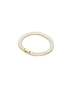 Mazin Jewels Baguette Tennis Bracelet in White.