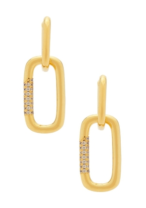 Mazin Jewels Double Lock Earrings in Metallic Gold.