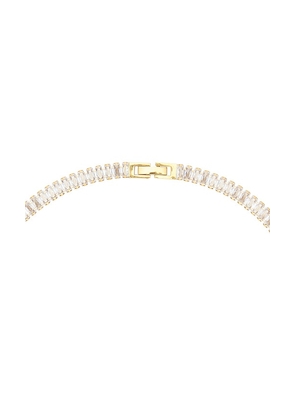 Mazin Jewels Iced Baguette Tennis Necklace in Metallic Gold.