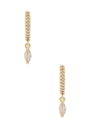 Mazin Jewels Marquise Huggies Earring in Metallic Gold.