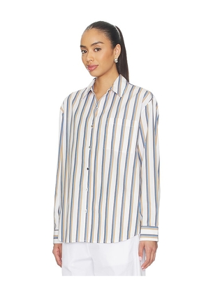LESET Yoshi Stripe Classic Button Down in White,Blue. Size L. Also in M, S, XS.