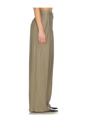 Mother of All Hedi Mid Waist Tailored Linen Pant in Olive. Size M. Also in S, XL, XS.