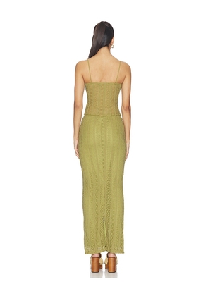 MORE TO COME Lali Maxi Skirt Set in Olive. Size L. Also in XXS, XS, S, M.