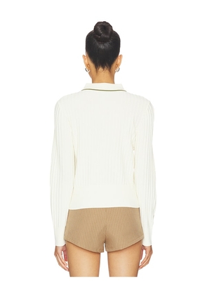 Malbon Selma Polo Top in Cream. Size L. Also in XS, S, M, XL.