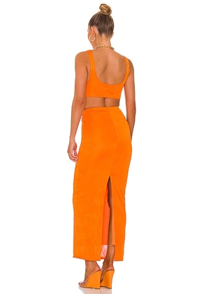 superdown Joana Maxi Skirt Set in Orange. Size M. Also in XS, XXS, L.
