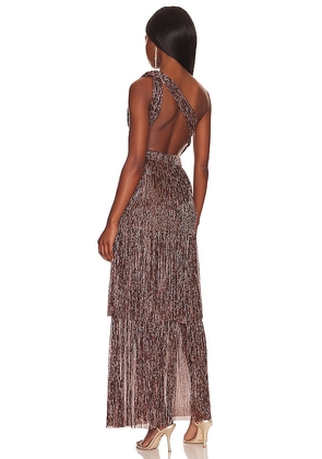 Sabina Musayev x REVOLVE Terina Gown in Metallic Bronze. Size S. Also in XS, XL.
