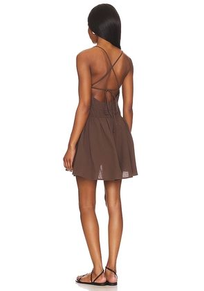 SNDYS Tahlia Mini Dress in Chocolate. Size M. Also in L, XL.