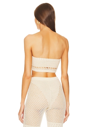 retrofete Luiz Strapless Top in Ivory And Gold in Ivory. Size XL. Also in L.