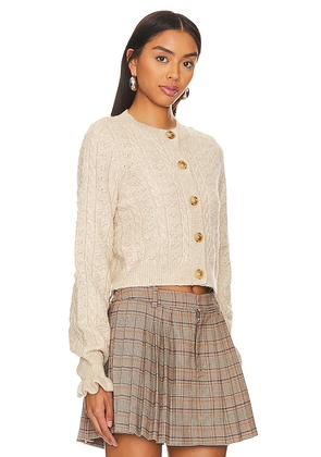 Tularosa Palmira Cropped Cable Cardigan in Beige. Size M. Also in XS, S, L, XL.
