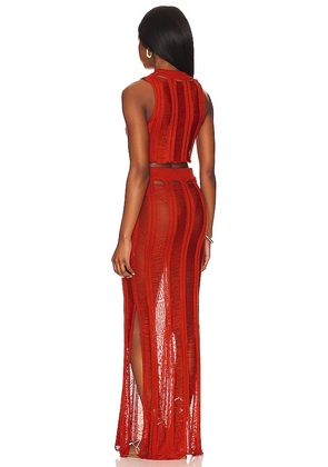 superdown Tayla Maxi Skirt Set in Burnt Orange. Size S. Also in XS, M, L.