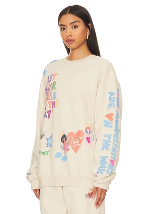 The Mayfair Group Angels All Around You Crewneck in Cream. Size M/L. Also in XS, S/M, L/XL.