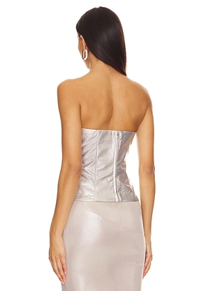 superdown Novi Faux Leather Corset in Metallic Silver. Size S. Also in M.