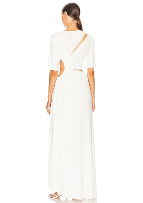 Sid Neigum Gathered Slit Maxi Dress in White. Size S. Also in XS, M, L, XL.