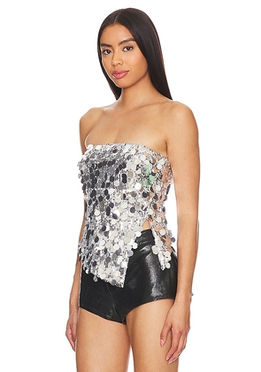 superdown Cordilla Strapless Top in Metallic Silver. Size S. Also in M, XS.