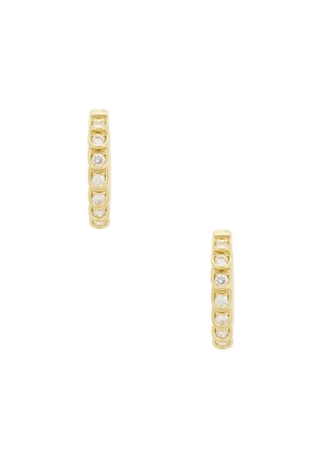 STONE AND STRAND La Scala Hoop Earrings in Metallic Gold.