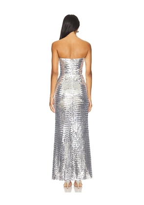 SIMONMILLER Sculpty Strapless Sequin Dress in Metallic Silver. Size 10. Also in 4, 0, 12.