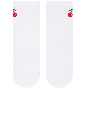 Souls. Very Cherry Grip Socks in White. Size S/M. Also in M/L.