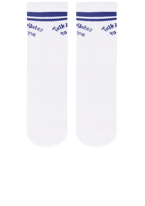 Souls. Talk Pilates To Me Grip Socks in White. Size M/L. Also in S/M.