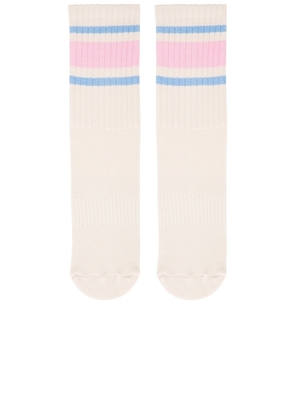 Souls. Pink Retro Grip Socks in Pink. Size S/M. Also in M/L.