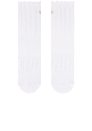 Souls. Beige Heart Grip Socks in White. Size S/M. Also in M/L.