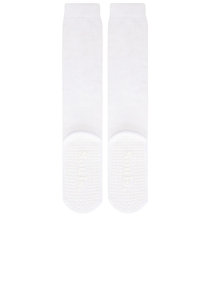 Souls. White Cloud Grip Sock in White. Size S/M. Also in M/L.
