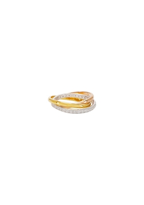 SHASHI Vera Pave Ring in Metallic Gold,Metallic Silver. Size 6. Also in 5.