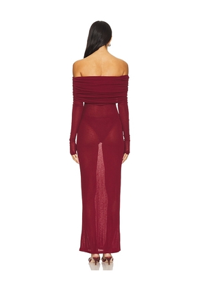 superdown Chantal Sheer Gown in Burgundy. Size M. Also in S, XL.