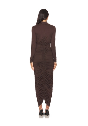 Susana Monaco Mock Gathered Long Sleeve Dress in Brown. Size S. Also in XS.