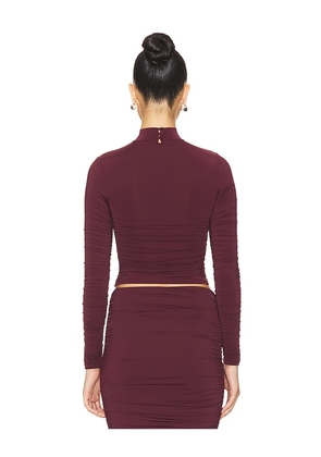 SEROYA Dulcie Ruched Top in Wine. Size S. Also in M, XS, XXS.